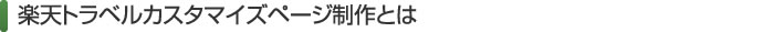楽天トラベルカスタマイズページ制作とは